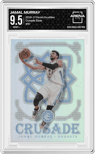 Jamal Murray from the 2016-17 Panini Excalibur set featuring a Silver parallel graded by Arena Club and given an overall grade of 9.5.