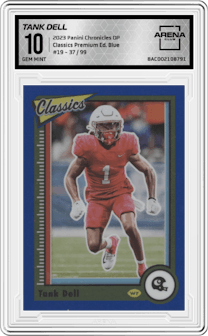 Tank Dell from the 2023 Panini Chronicles Draft Picks set featuring a Blue parallel graded by Arena Club and given an overall grade of 10.