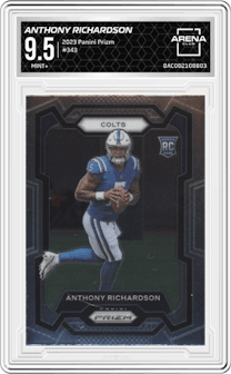 Anthony Richardson from the 2023 Panini Prizm set graded by Arena Club and given an overall grade of 9.5.