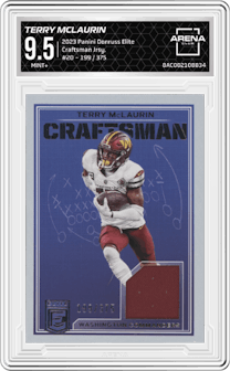 Terry McLaurin from the 2023 Panini Donruss Elite set graded by Arena Club and given an overall grade of 9.5.