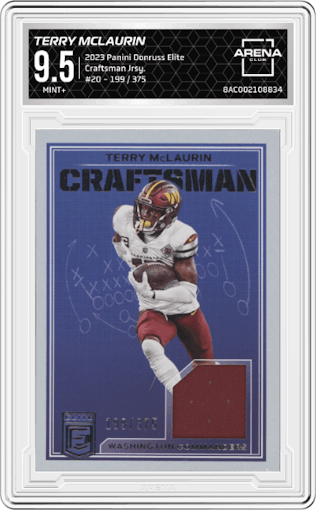 Terry McLaurin from the 2023 Panini Donruss Elite set graded by Arena Club and given an overall grade of 9.5.