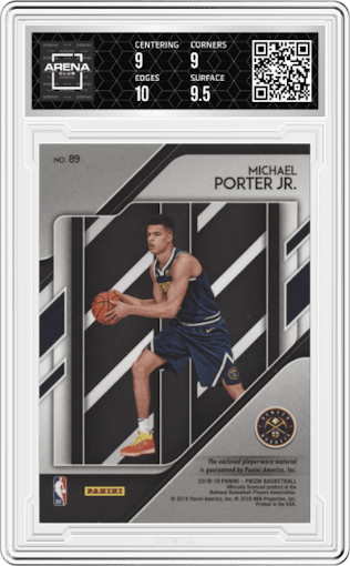 Michael Porter Jr. from the 2018-19 Panini Prizm set graded by Arena Club and given an overall grade of 9.5.