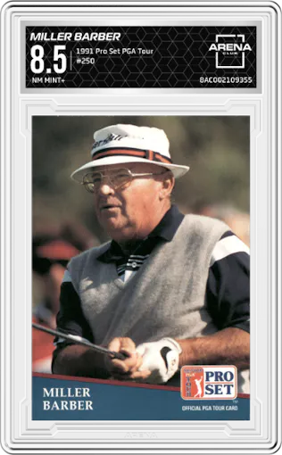 Miller Barber from the 1991 Pro Set PGA Tour set graded by Arena Club and given an overall grade of 8.5.