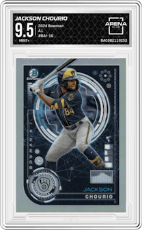 Jackson Chourio from the 2024 Bowman set graded by Arena Club and given an overall grade of 9.5.