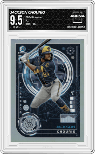 Jackson Chourio from the 2024 Bowman set graded by Arena Club and given an overall grade of 9.5.