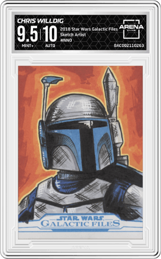 Chris Willdig from the 2018 Topps Star Wars Galactic Files  set graded by Arena Club and given an overall grade of 9.5.
