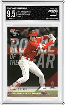 Shohei Ohtani from the 2018 Topps Now set graded by Arena Club and given an overall grade of 9.5.