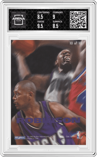 Glenn Robinson  from the 1994-95 SkyBox E-Motion set graded by Arena Club and given an overall grade of 9.