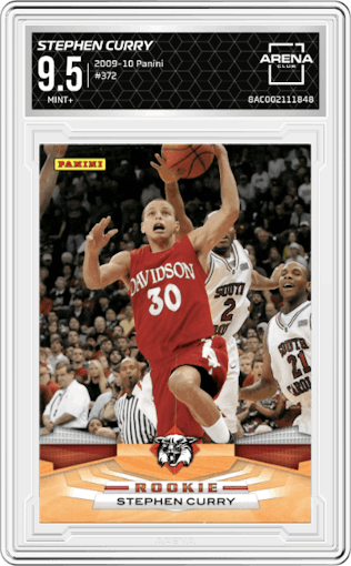 Stephen Curry from the 2009-10 Panini  set graded by Arena Club and given an overall grade of 9.5.