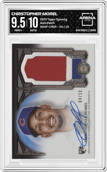 Christopher Morel from the 2023 Topps Dynasty set graded by Arena Club and given an overall grade of 9.5.