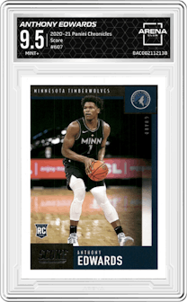 Anthony Edwards from the 2020-21 Panini Chronicles set graded by Arena Club and given an overall grade of 9.5.