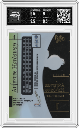 Anfernee Hardaway from the 1997-98 Skybox E-X 2001 set graded by Arena Club and given an overall grade of 9.5.