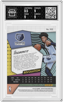 Ja Morant from the 2019-20 Panini Revolution set graded by Arena Club and given an overall grade of 9.