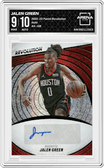 Jalen Green from the 2022-23 Panini Revolution  set graded by Arena Club and given an overall grade of 9.