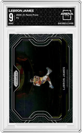 LeBron James from the 2020-21 Panini Prizm set graded by Arena Club and given an overall grade of 9.