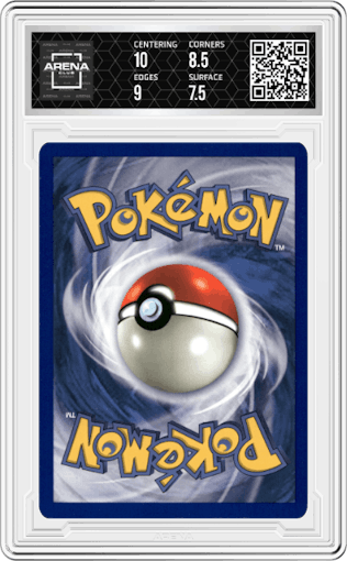 Haunter from the 1999 Pokemon set graded by Arena Club and given an overall grade of 8.