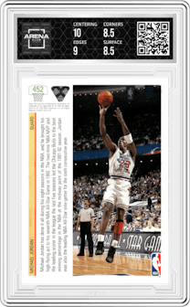 Michael Jordan from the 1991-92 Upper Deck set graded by Arena Club and given an overall grade of 9.