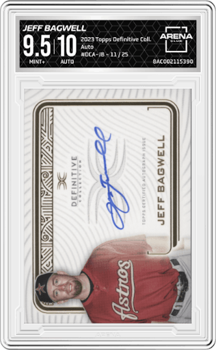 Jeff Bagwell from the 2023 Topps Definitive Collection set graded by Arena Club and given an overall grade of 9.5.