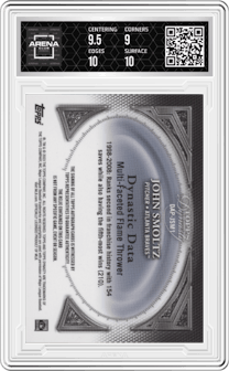 John Smoltz from the 2023 Topps Dynasty set graded by Arena Club and given an overall grade of 9.5.