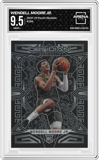 Wendell Moore Jr.  from the 2022-23 Panini Obsidian set graded by Arena Club and given an overall grade of 9.5.