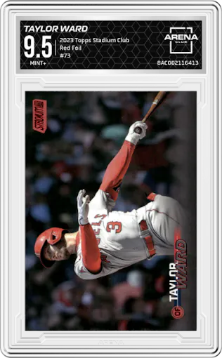 Taylor Ward from the 2023 Topps Stadium Club set featuring a Red Foil parallel graded by Arena Club and given an overall grade of 9.5.