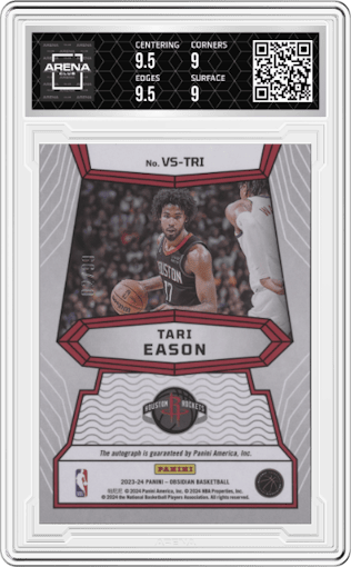 Tari Eason from the 2023-24 Panini Obsidian set graded by Arena Club and given an overall grade of 9.5.