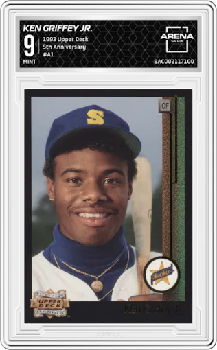 Ken Griffey Jr. from the 1993 Upper Deck set graded by Arena Club and given an overall grade of 9.