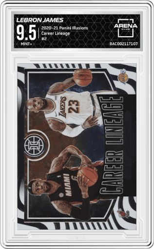 LeBron James from the 2020-21 Panini Illusions  set graded by Arena Club and given an overall grade of 9.5.