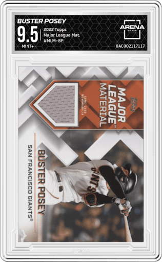 Buster Posey from the 2022 Topps Series 2 set graded by Arena Club and given an overall grade of 9.5.
