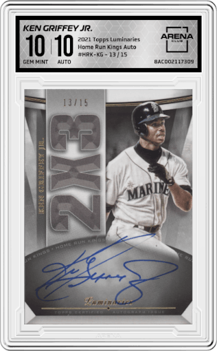 Ken Griffey Jr. from the 2021 Topps Luminaries set graded by Arena Club and given an overall grade of 10.