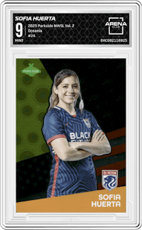 Sofia Huerta from the 2023 Parkside NWSL Vol. 2 set graded by Arena Club and given an overall grade of 9.