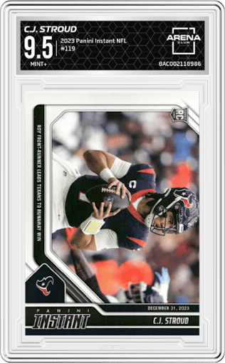  C.J. Stroud from the 2023 Panini Instant NFL set graded by Arena Club and given an overall grade of 9.5.