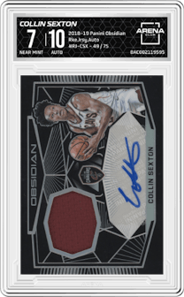 Collin Sexton from the 2018-19 Panini Obsidian set graded by Arena Club and given an overall grade of 7.