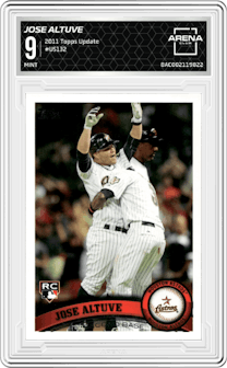 Jose Altuve from the 2011 Topps Update set graded by Arena Club and given an overall grade of 9.