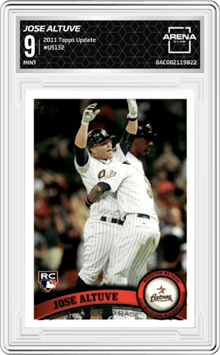 Jose Altuve from the 2011 Topps Update set graded by Arena Club and given an overall grade of 9.