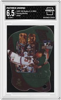 Patrick Ewing from the 1997-98 Skybox E-X 2001 set graded by Arena Club and given an overall grade of 6.5.