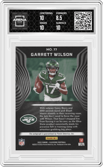 Garrett Wilson from the 2022 Panini Illusions set graded by Arena Club and given an overall grade of 9.