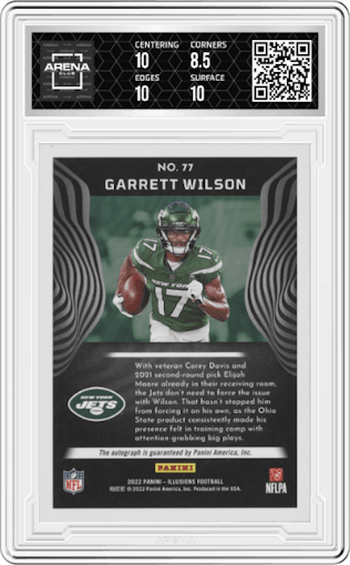 Garrett Wilson from the 2022 Panini Illusions set graded by Arena Club and given an overall grade of 9.