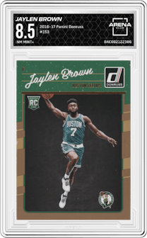 Jaylen Brown from the 2016-17 Panini Donruss  set graded by Arena Club and given an overall grade of 8.5.