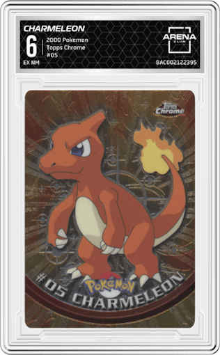 Charmeleon from the 2000 Pokemon set graded by Arena Club and given an overall grade of 6.
