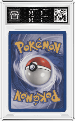 Dark Gyarados from the 2000 Pokemon set featuring a Pre-Release parallel graded by Arena Club and given an overall grade of 7.5.