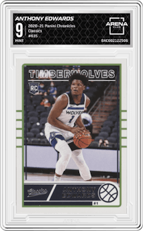 Anthony Edwards from the 2020-21 Panini Chronicles set graded by Arena Club and given an overall grade of 9.
