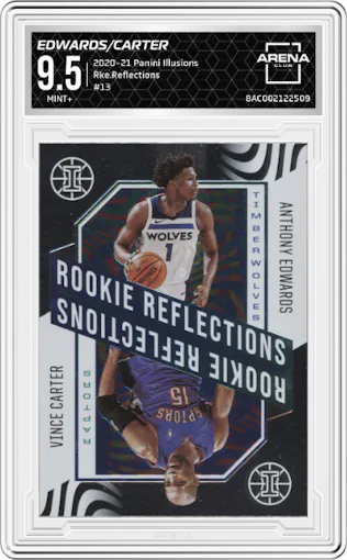 Anthony Edwards / Vince Carter from the 2020-21 Panini Illusions  set graded by Arena Club and given an overall grade of 9.5.