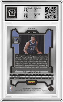 GG Jackson II from the 2023-24 Panini Prizm set featuring a Green Prizm parallel graded by Arena Club and given an overall grade of 10.