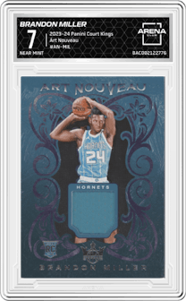 Brandon Miller from the 2023-24 Panini Court Kings set graded by Arena Club and given an overall grade of 7.