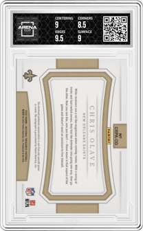 Chris Olave from the 2022 Panini National Treasures set graded by Arena Club and given an overall grade of 9.