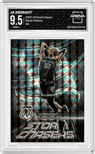 Ja Morant from the 2022-23 Panini Mosaic set graded by Arena Club and given an overall grade of 9.5.