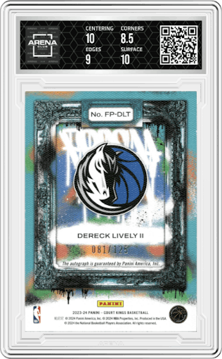 Dereck Lively II  from the 2023-24 Panini Court Kings set graded by Arena Club and given an overall grade of 9.