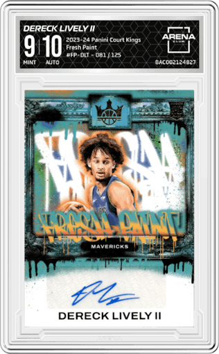 Dereck Lively II  from the 2023-24 Panini Court Kings set graded by Arena Club and given an overall grade of 9.