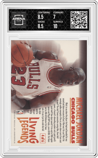 Michael Jordan from the 1993-94 Fleer set graded by Arena Club and given an overall grade of 7.5.